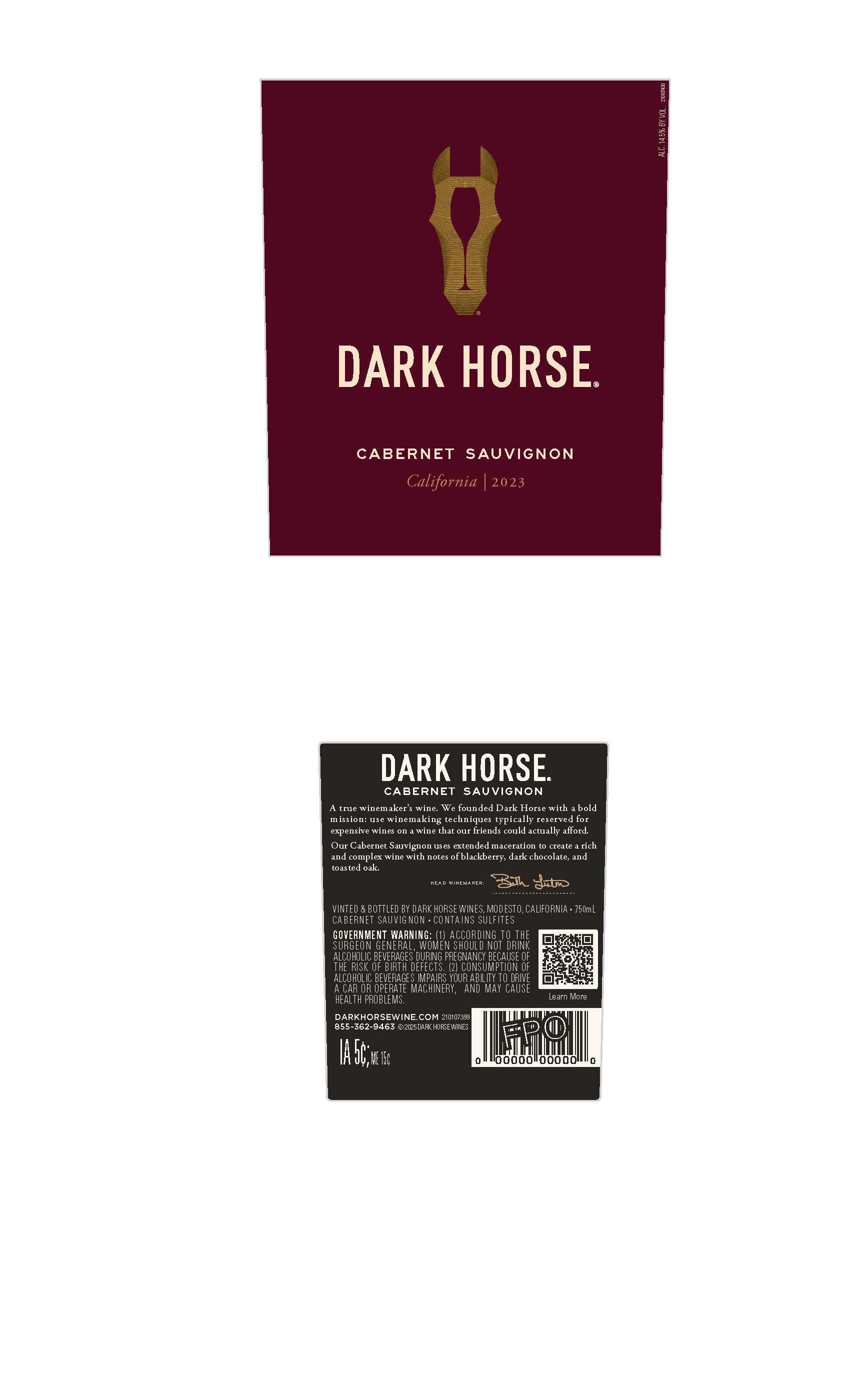 TABC label artwork for Dark Horse Cabernet Sauvignon California