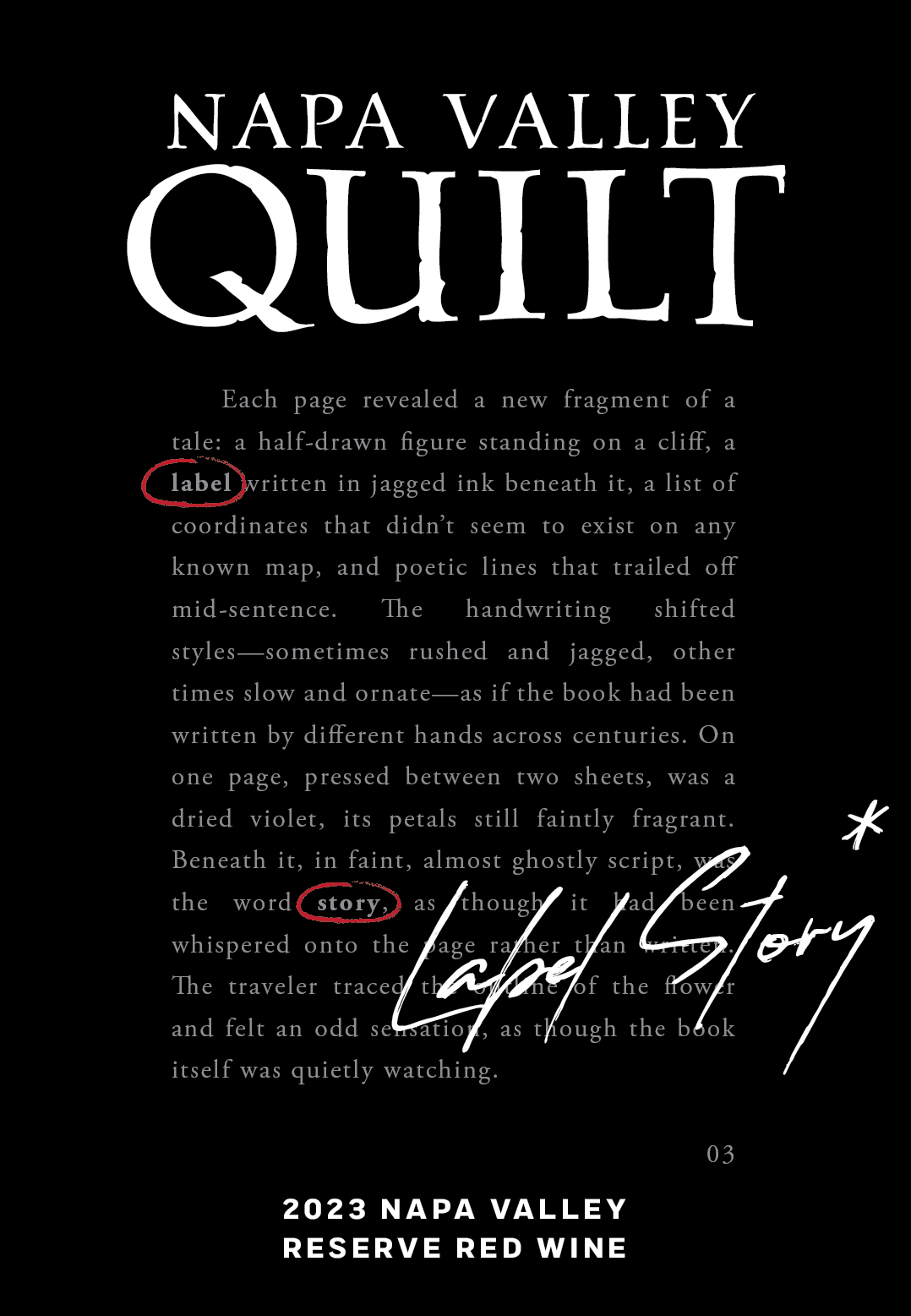 TABC label artwork for Quilt Label Story Red Wine