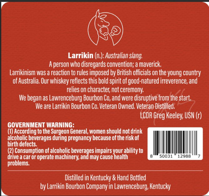 TABC label artwork for LARRIKIN AMERICAN MAPLE