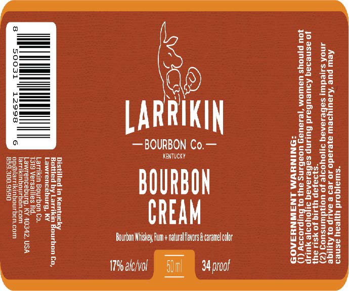 TABC label artwork for LARRIKIN BOURBON CREAM