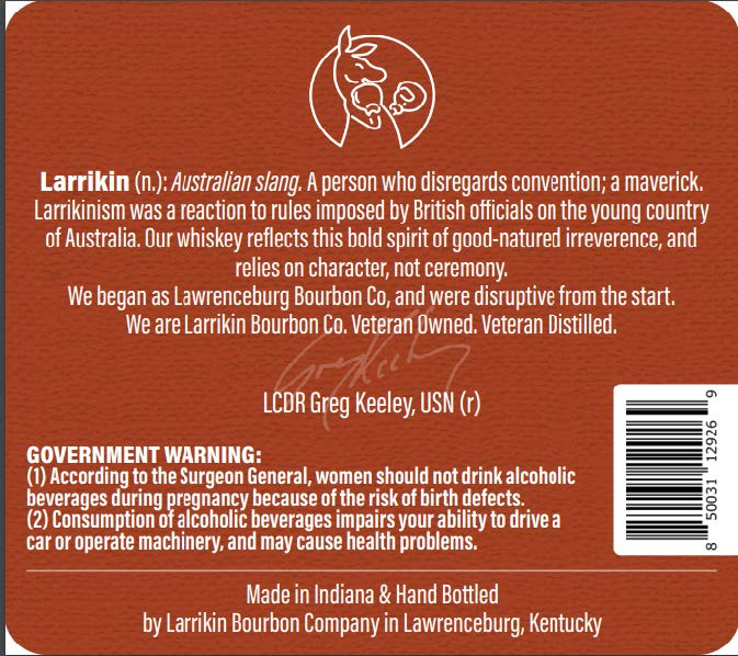 TABC label artwork for LARRIKIN BOURBON CREAM RUM 750