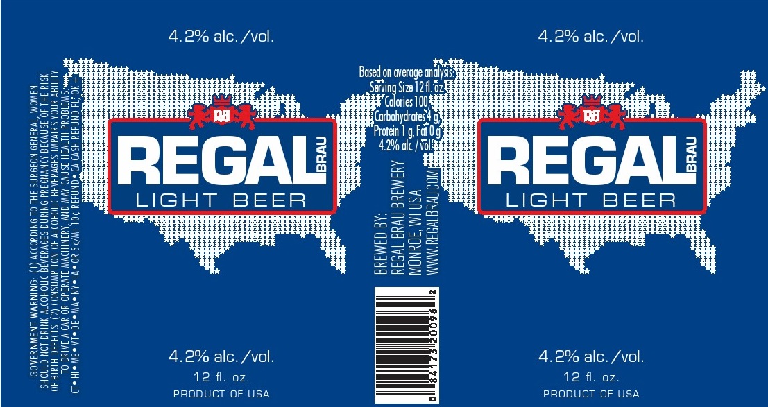 TABC label artwork for Regal Brau Light