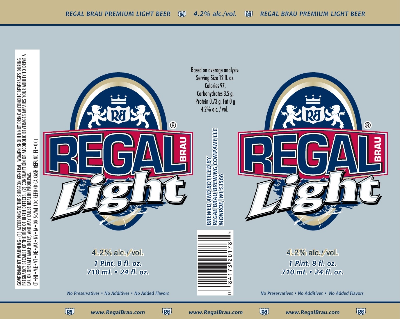 TABC label artwork for Regal Brau Light