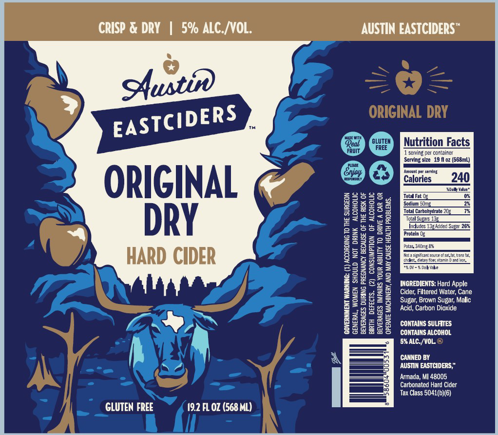 TABC label artwork for Austin Eastciders Original Dry Hard Cider
