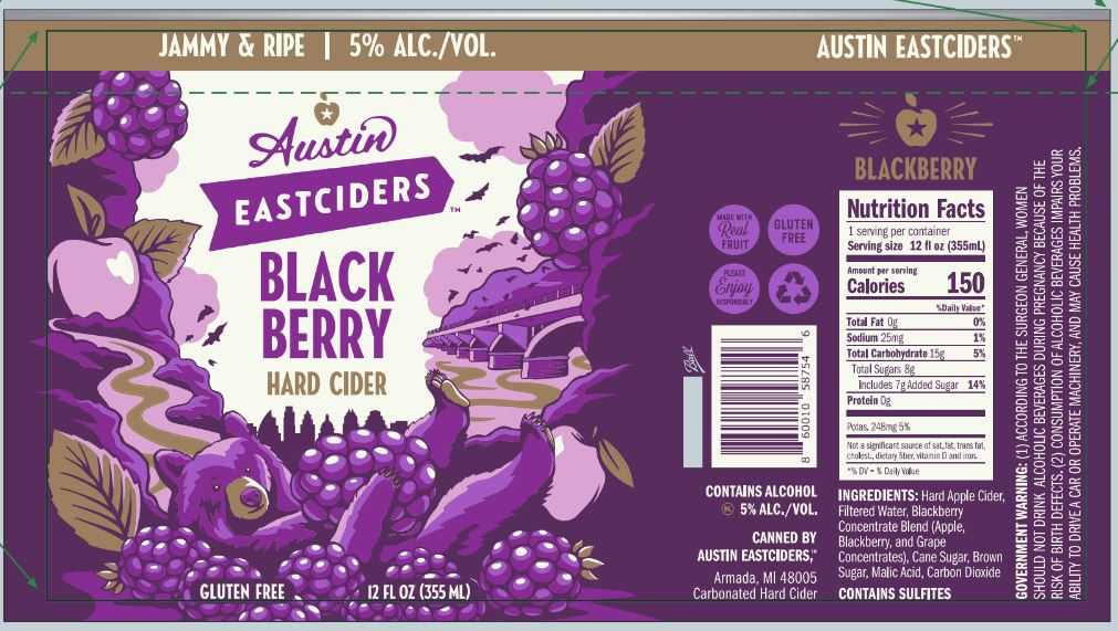 TABC label artwork for Austin Eastciders Blackberry Hard Cider