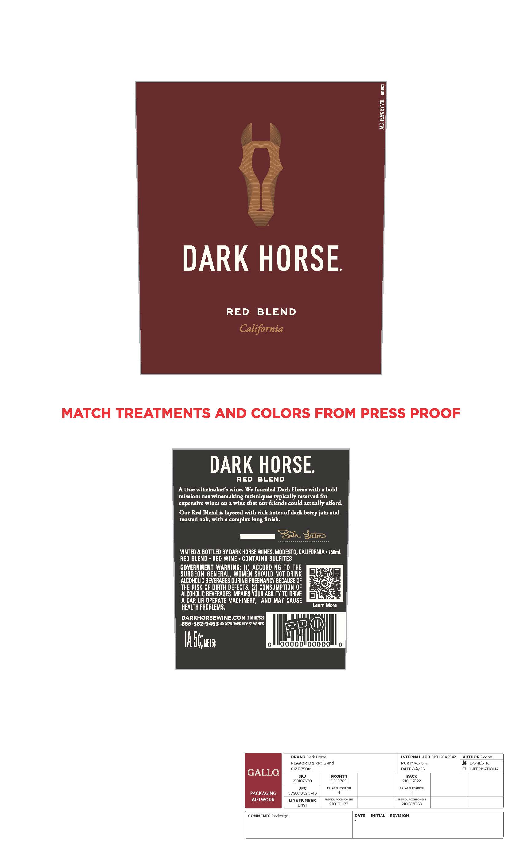 TABC label artwork for Dark Horse Red Blend