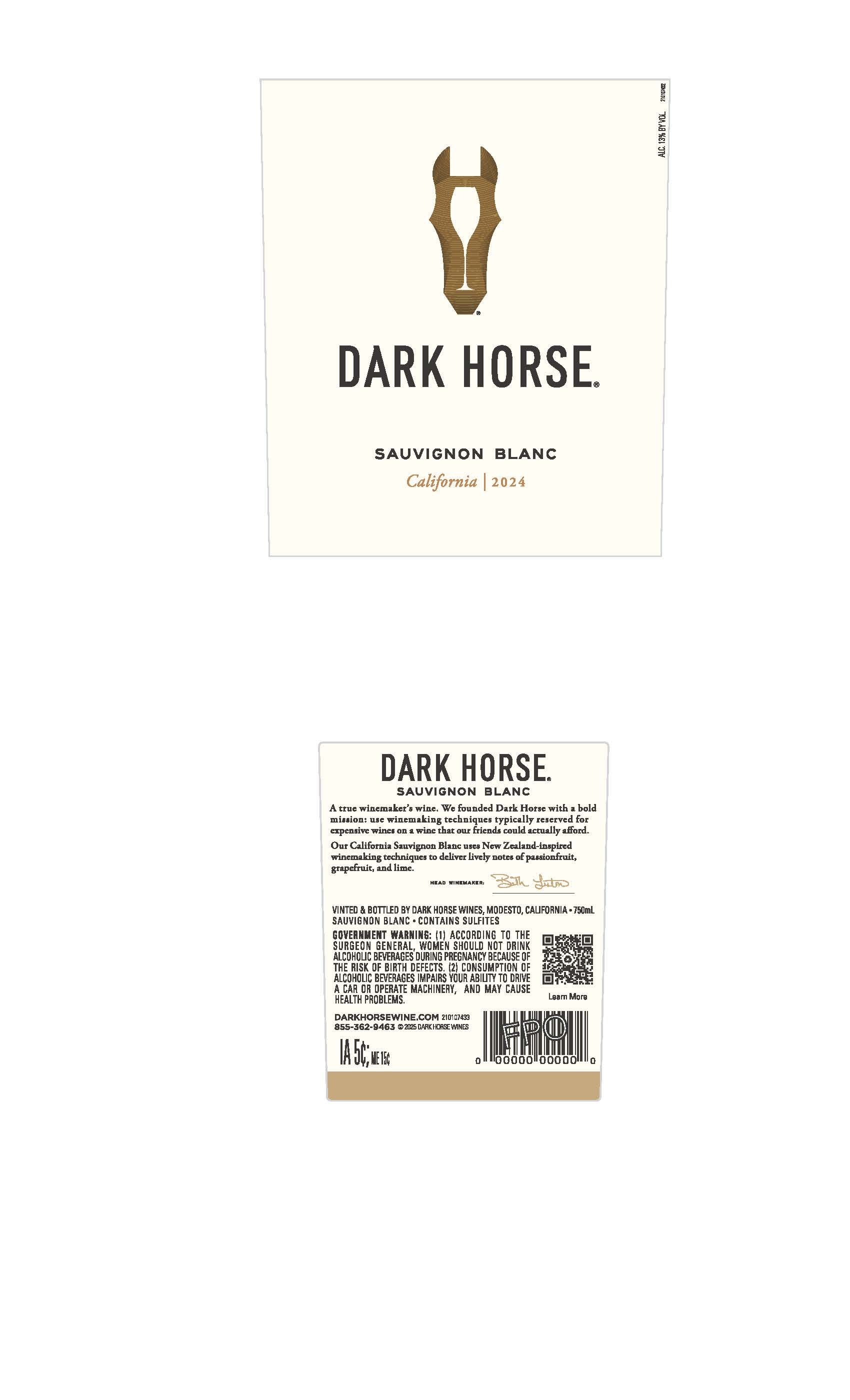 TABC label artwork for Dark Horse Sauvignon Blanc California