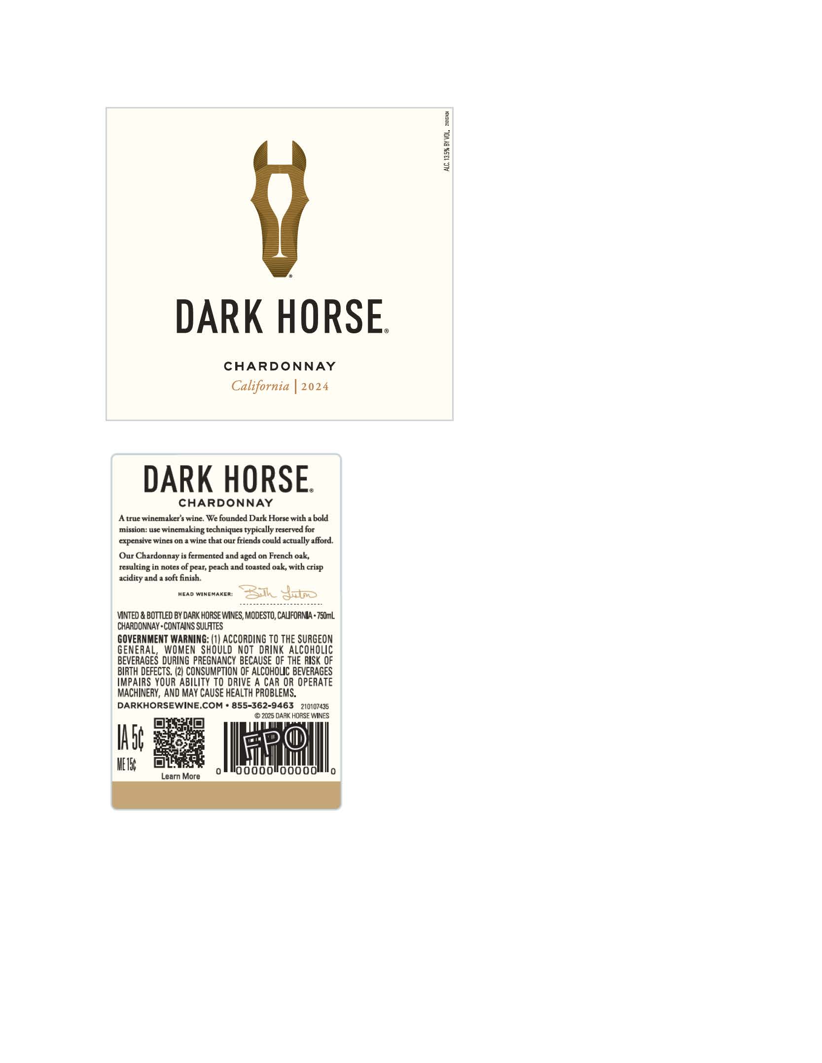 TABC label artwork for Dark Horse Chardonnay California