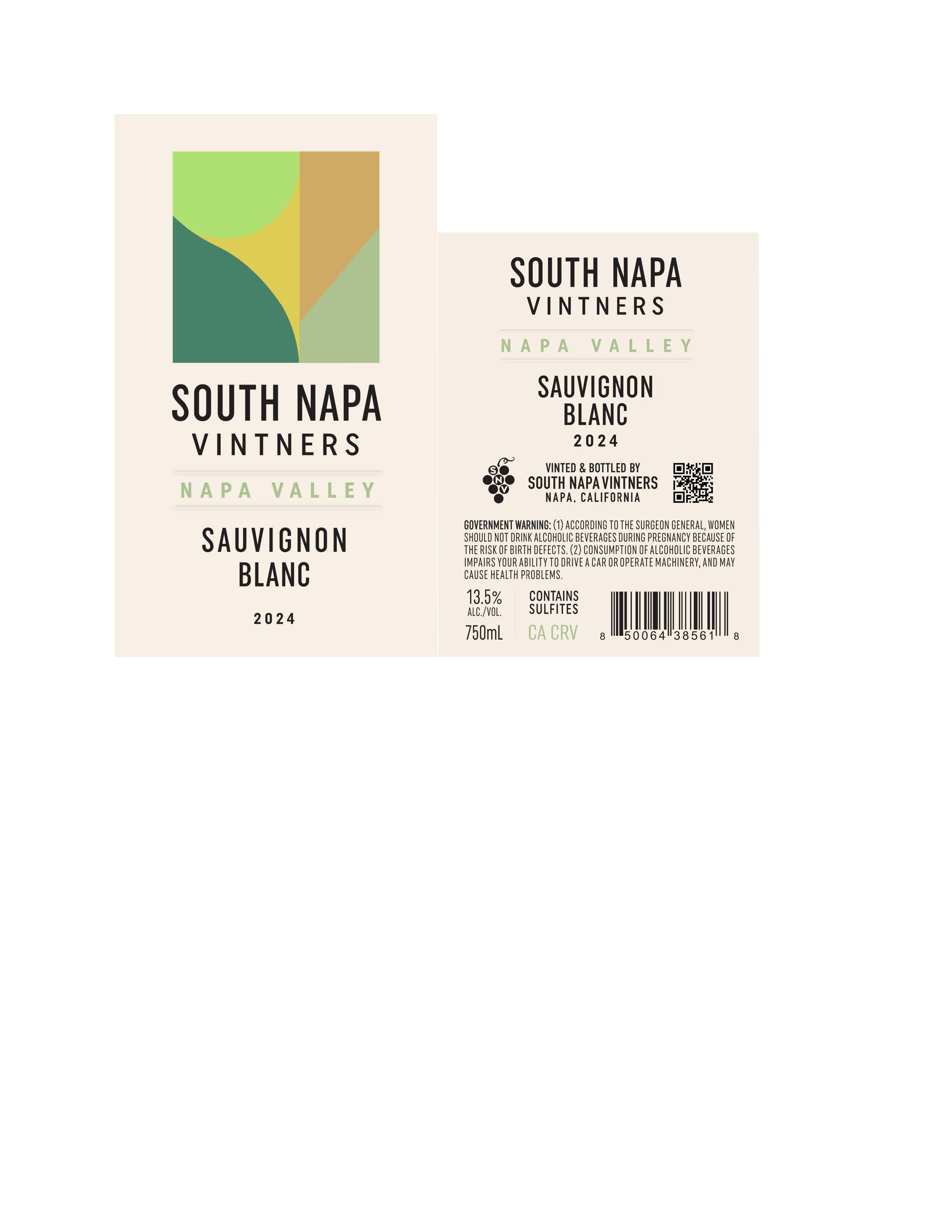 TABC label artwork for South Napa Vintners Sauvignon Blanc Napa Valley