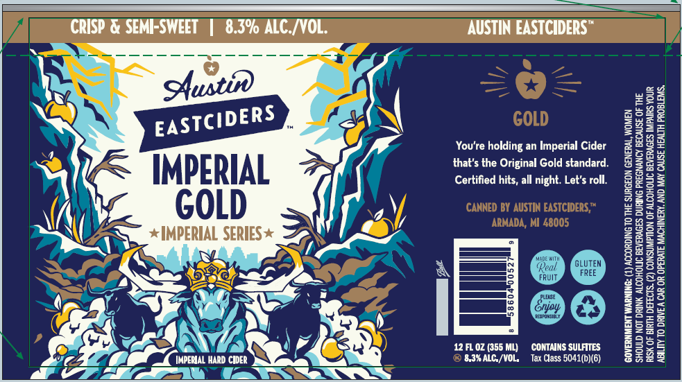 TABC label artwork for Austin Eastciders Imperial Gold