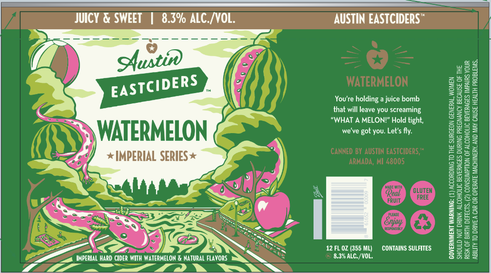 TABC label artwork for Austin Eastciders Imperial Watermelon