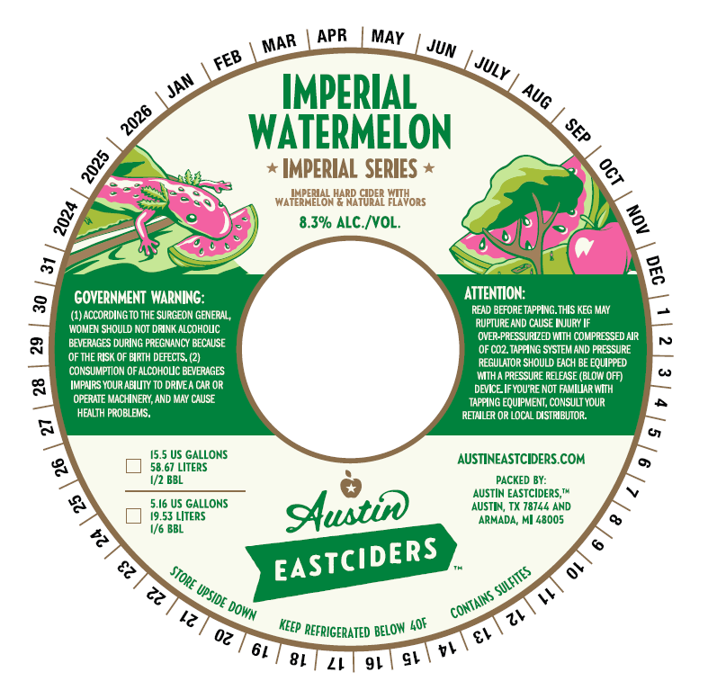 TABC label artwork for Austin Eastciders Imperial Watermelon