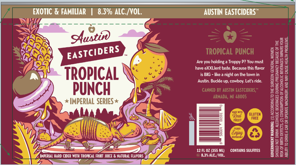 TABC label artwork for Austin Eastciders Tropical Punch Imperial