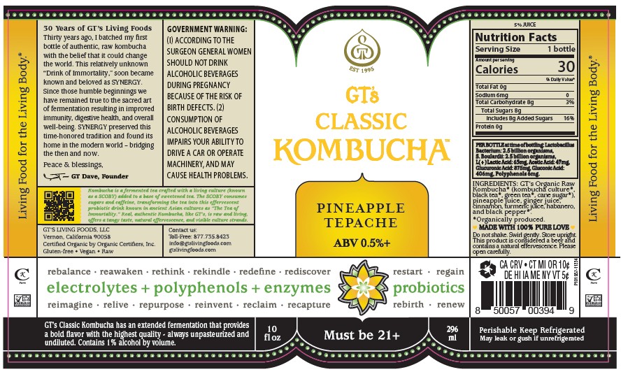 TABC label artwork for GT's CLASSIC KOMBUCHA Pineapple Tepache 10oz