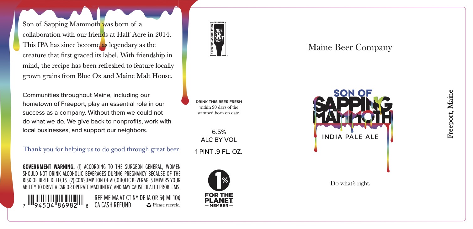 TABC label artwork for Son of Sapping Mammoth India Pale Ale
