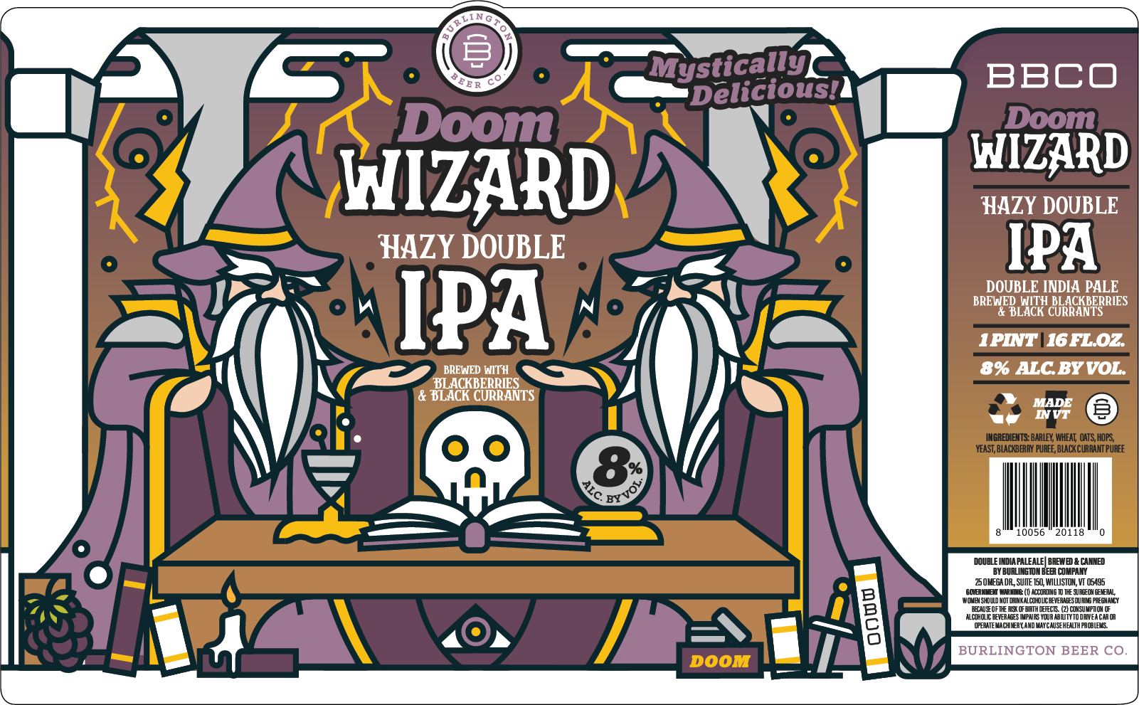 TABC label artwork for Doom Wizard Hazy Double IPA