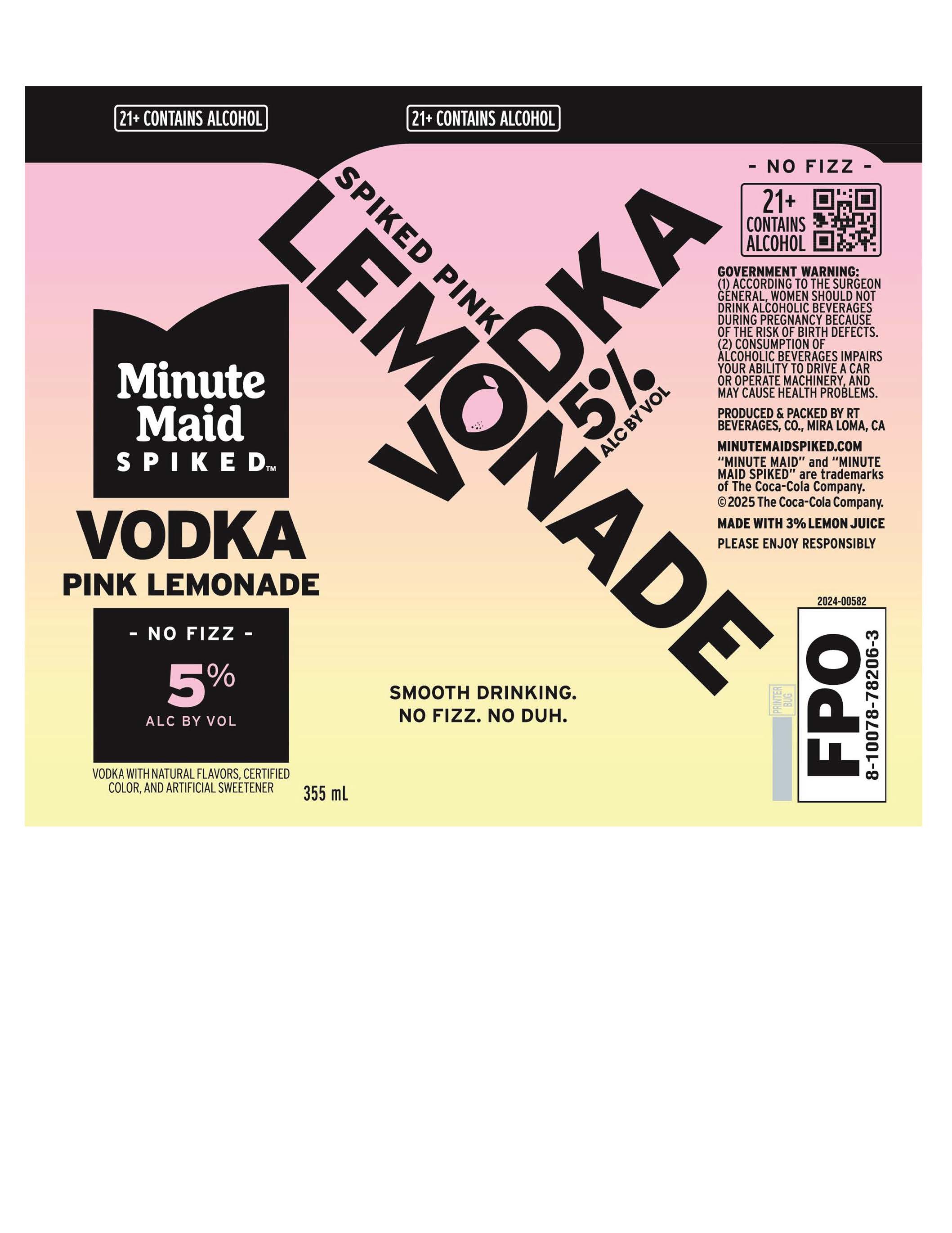 TABC label artwork for Minute Maid Spiked Vodka Pink Lemonade
