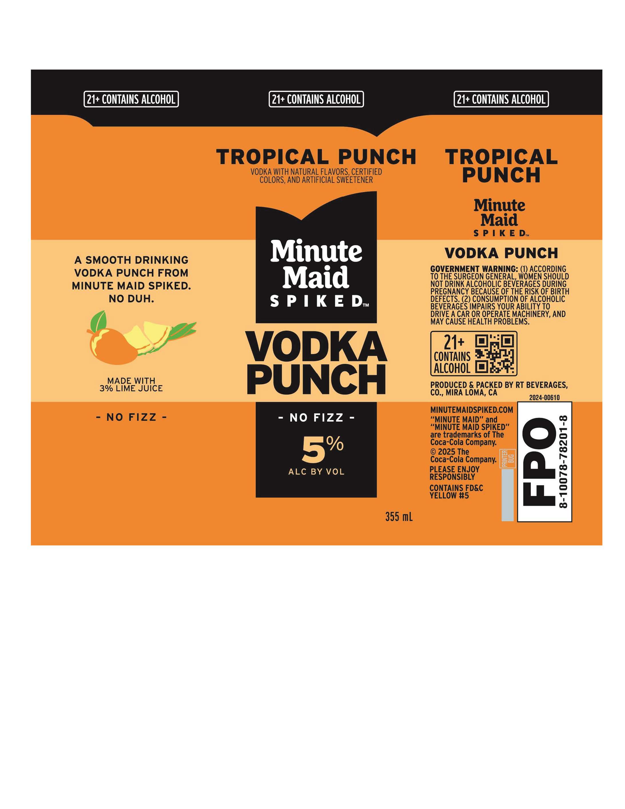TABC label artwork for Minute Maid Spiked Tropical Punch