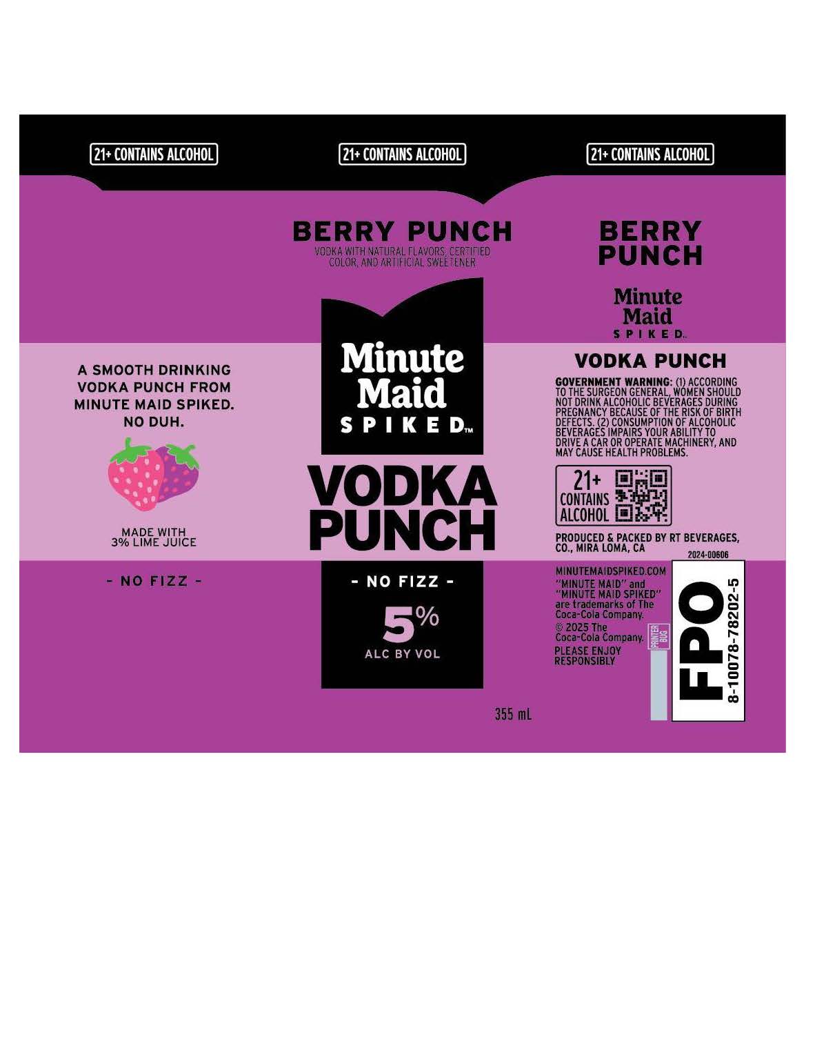 TABC label artwork for Minute Maid Spiked Vodka Berry Punch