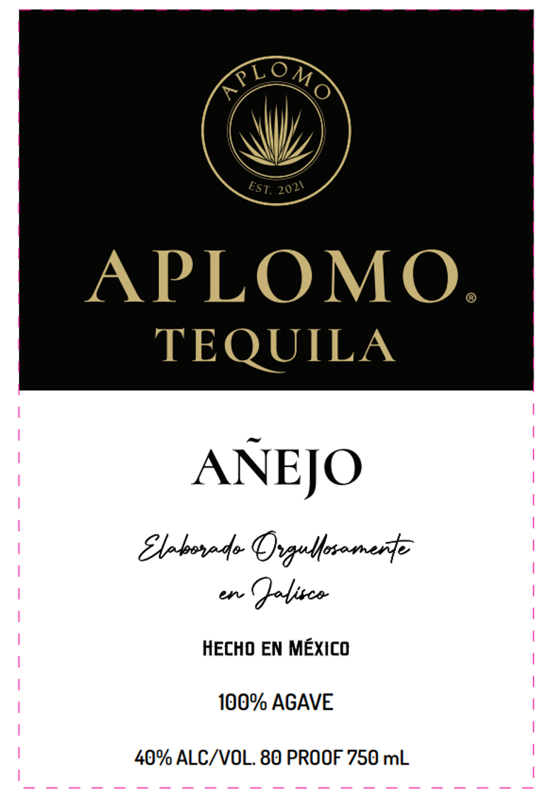 TABC label artwork for Aplomo Tequila Anejo