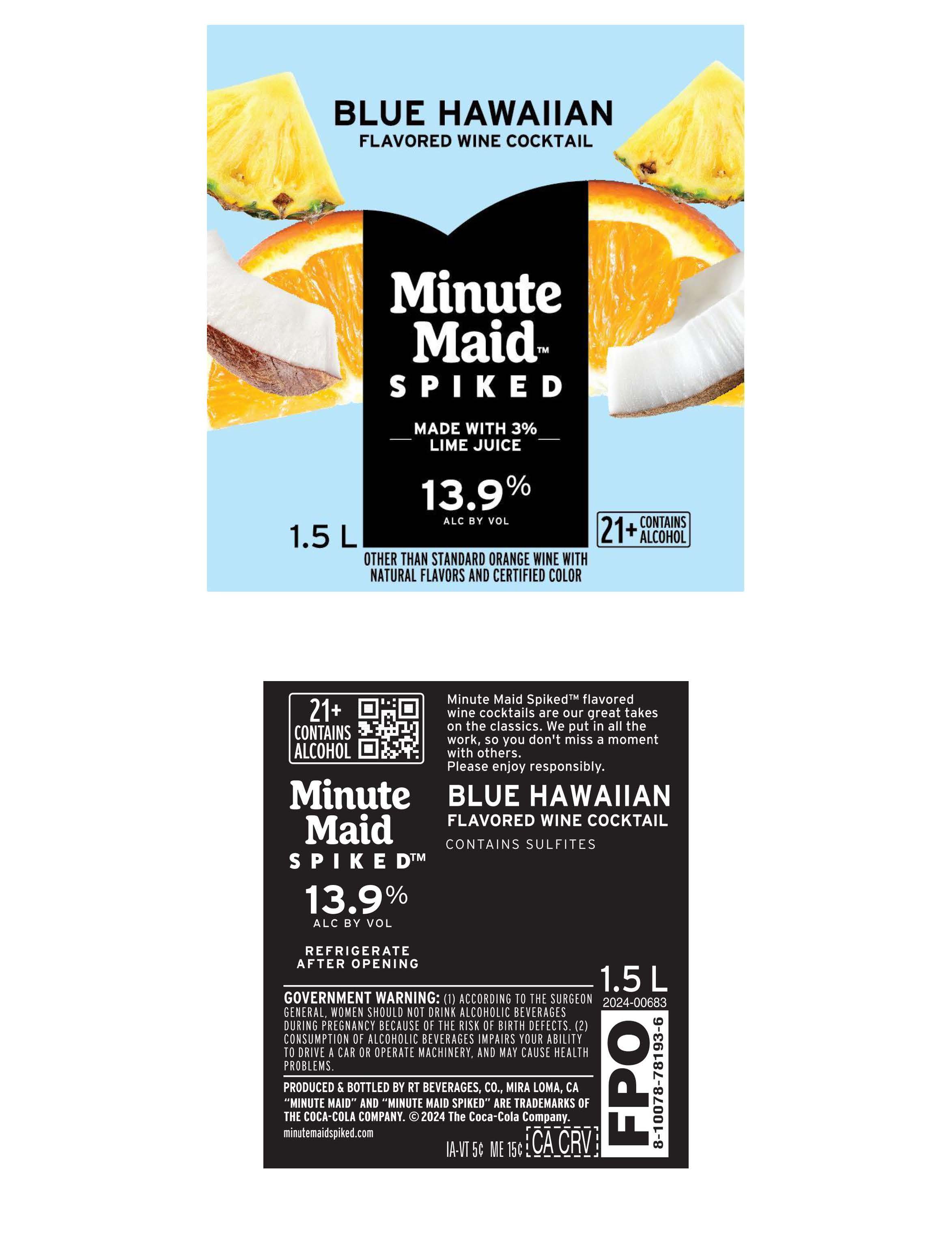 TABC label artwork for Minute Maid Spiked Blue Hawaiian Flavored Wine Cocktail