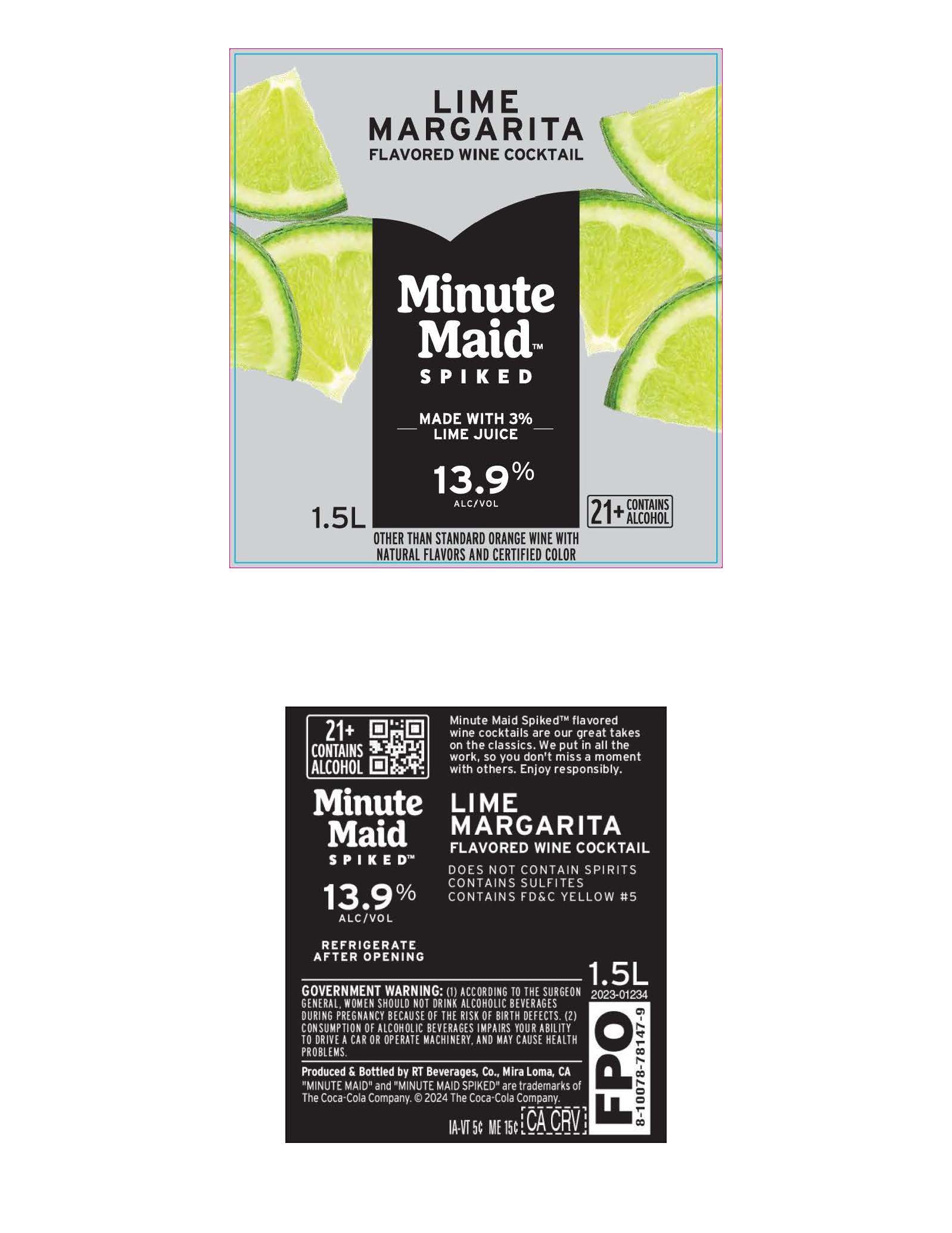 TABC label artwork for Minute Maid Spiked Lime Margarita Flavored Wine Cocktail