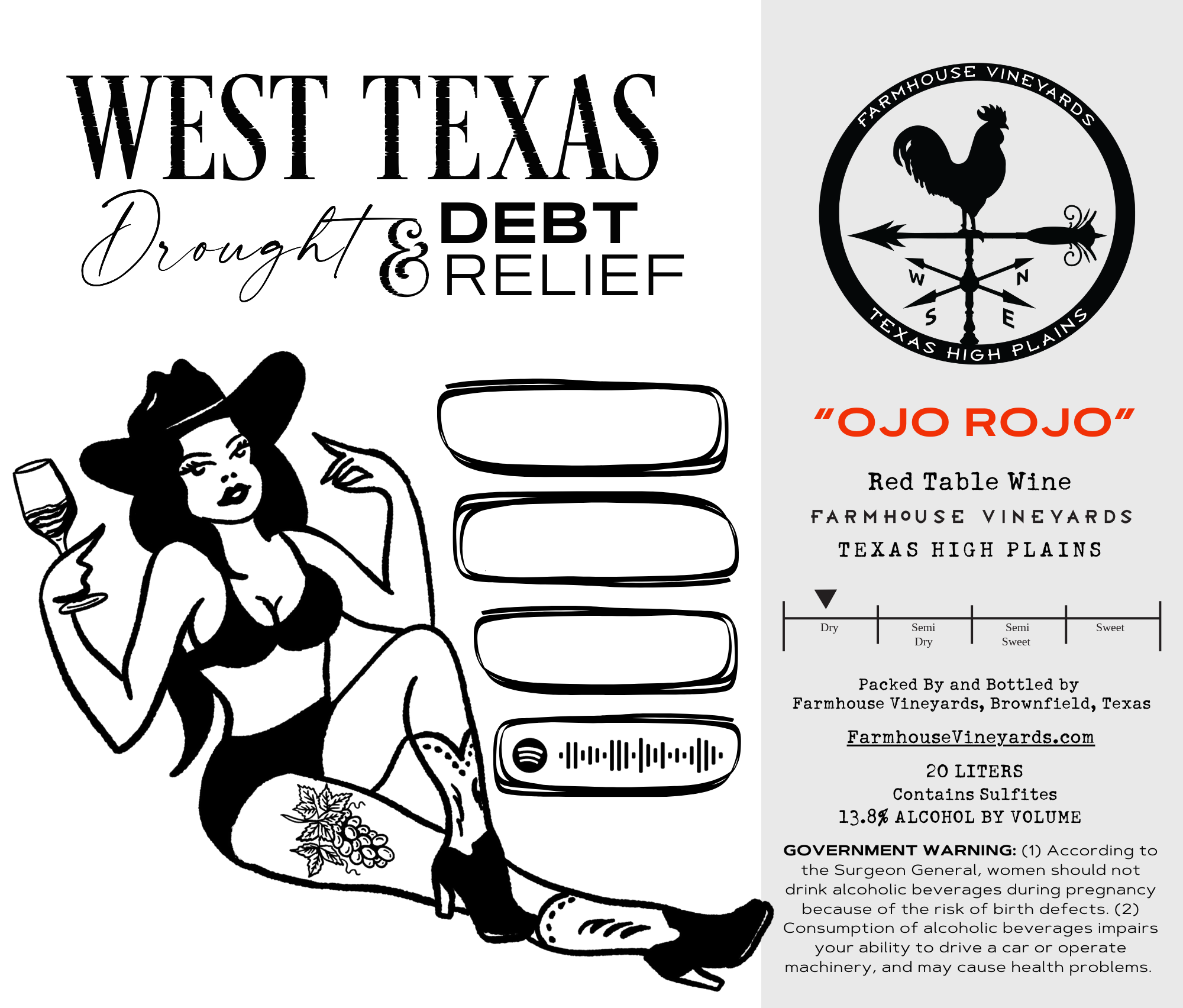 TABC label artwork for FARMHOUSE VINEYARDS OJO ROJO