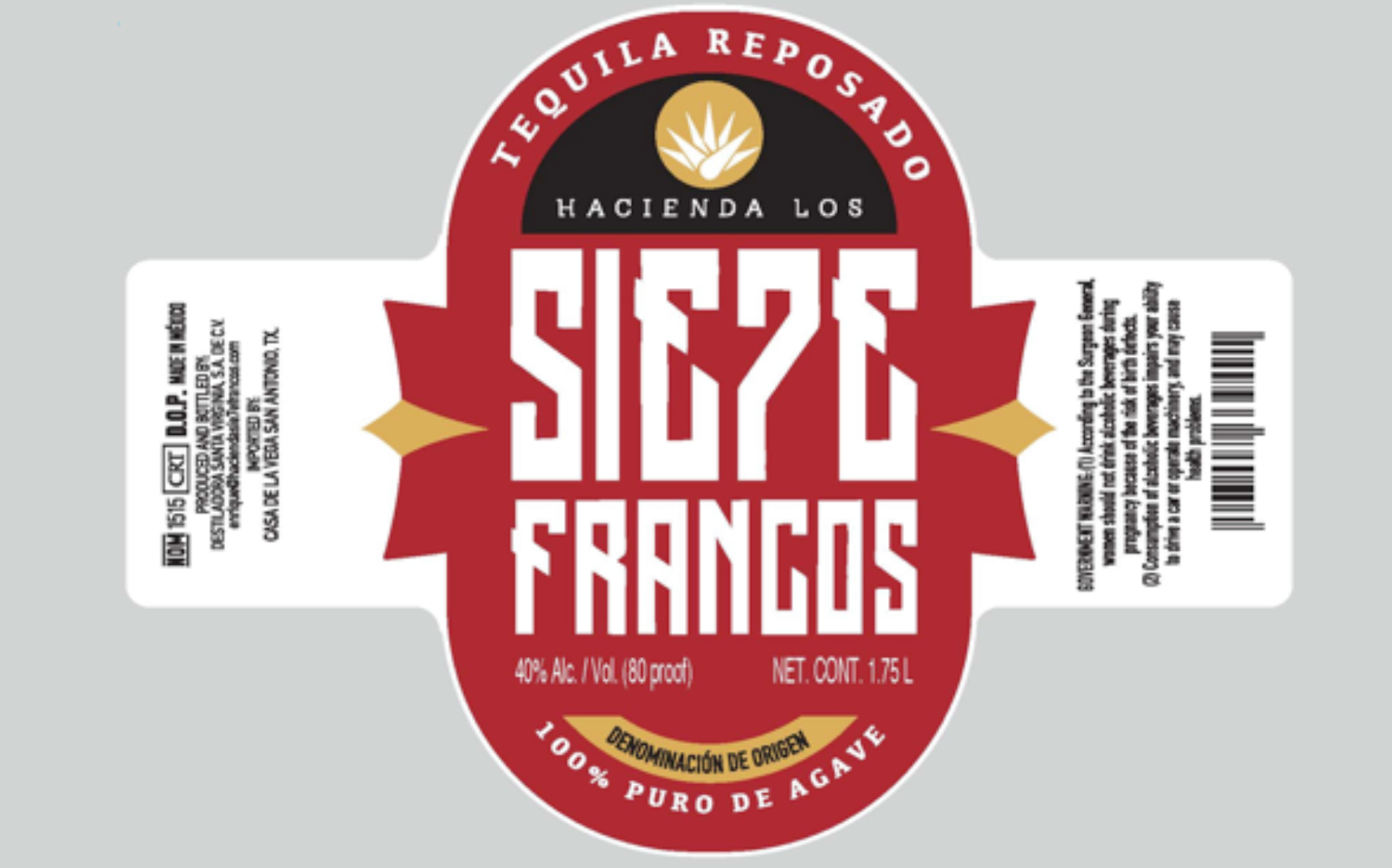 TABC label artwork for SIE7E FRANCOS REPOSADO