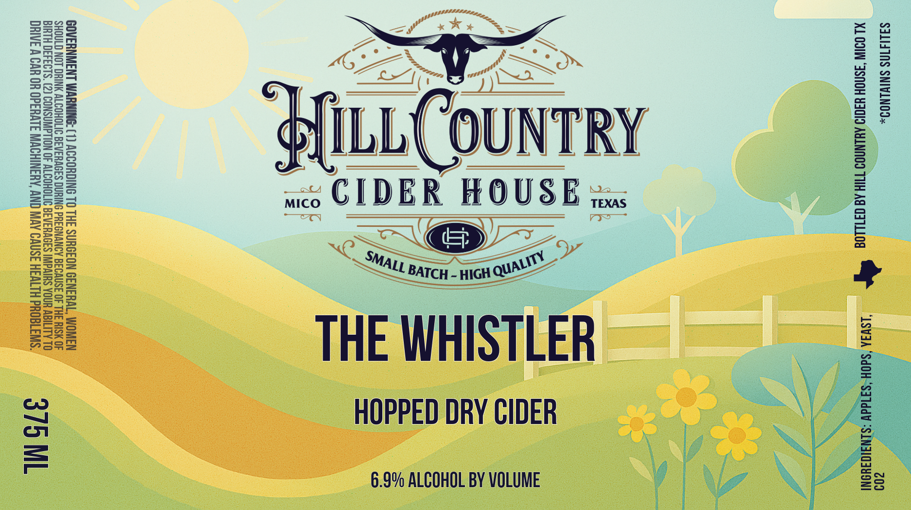 TABC label artwork for Hill Country Cider House The Whistler - Hopped Dry Cider