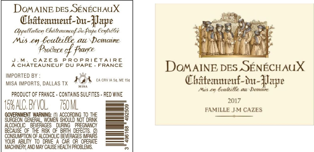 TABC label artwork for DOMAINE DES SENECHAUX