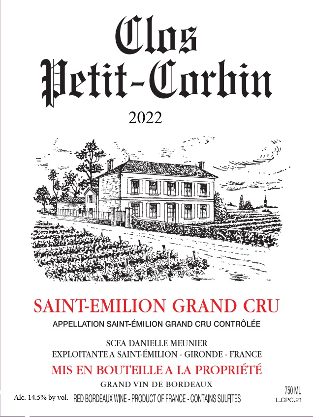 TABC label artwork for Clos Petit-Corbin Saint-Emilion Grand Cru