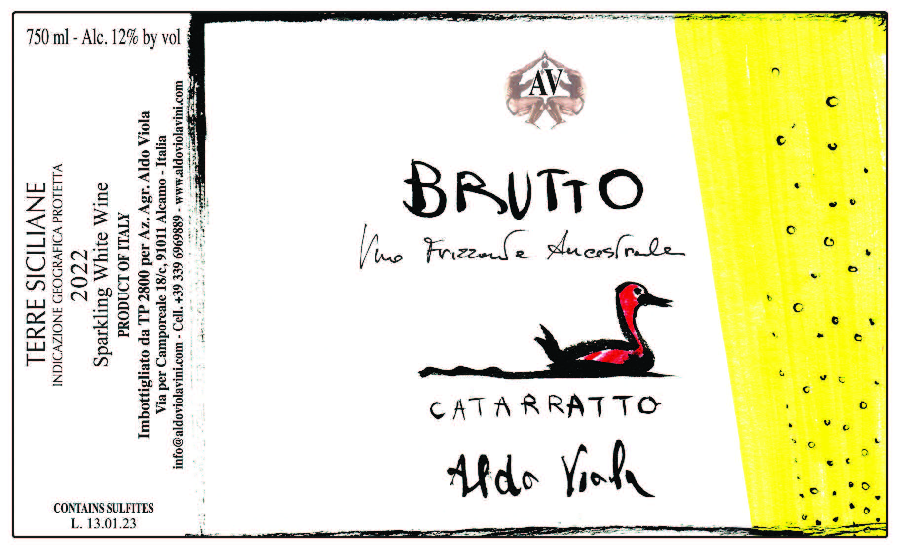 TABC label artwork for Aldo Viola Brutto Sparkling White Wine