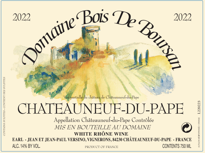 TABC label artwork for Domaine Bois de Boursan Chateauneuf-du-Pape Blanc