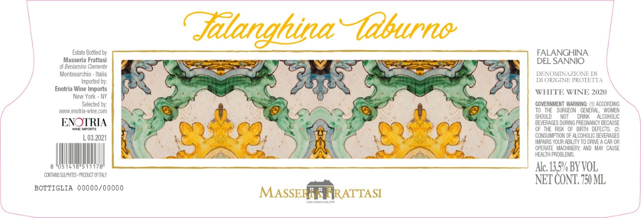 TABC label artwork for MASSERIA FRATTASI FALANGHINA TABURNO