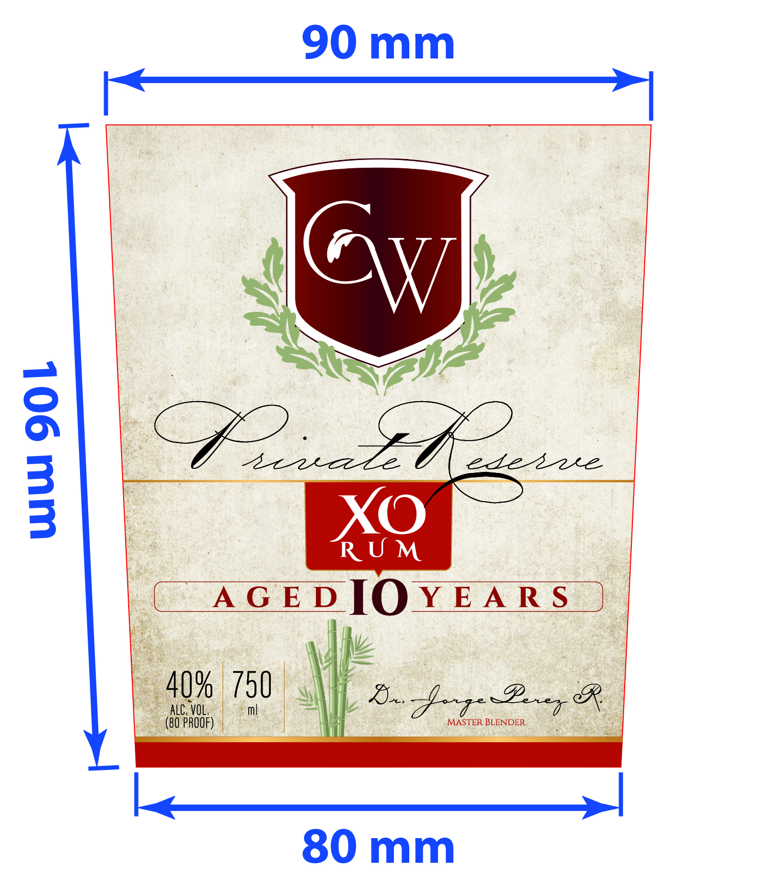 TABC label artwork for CW RUM