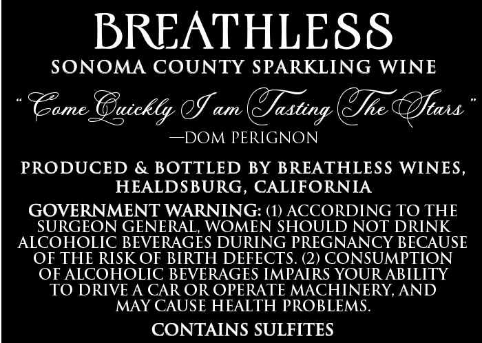 TABC label artwork for Breathless Late Disgorged Brut