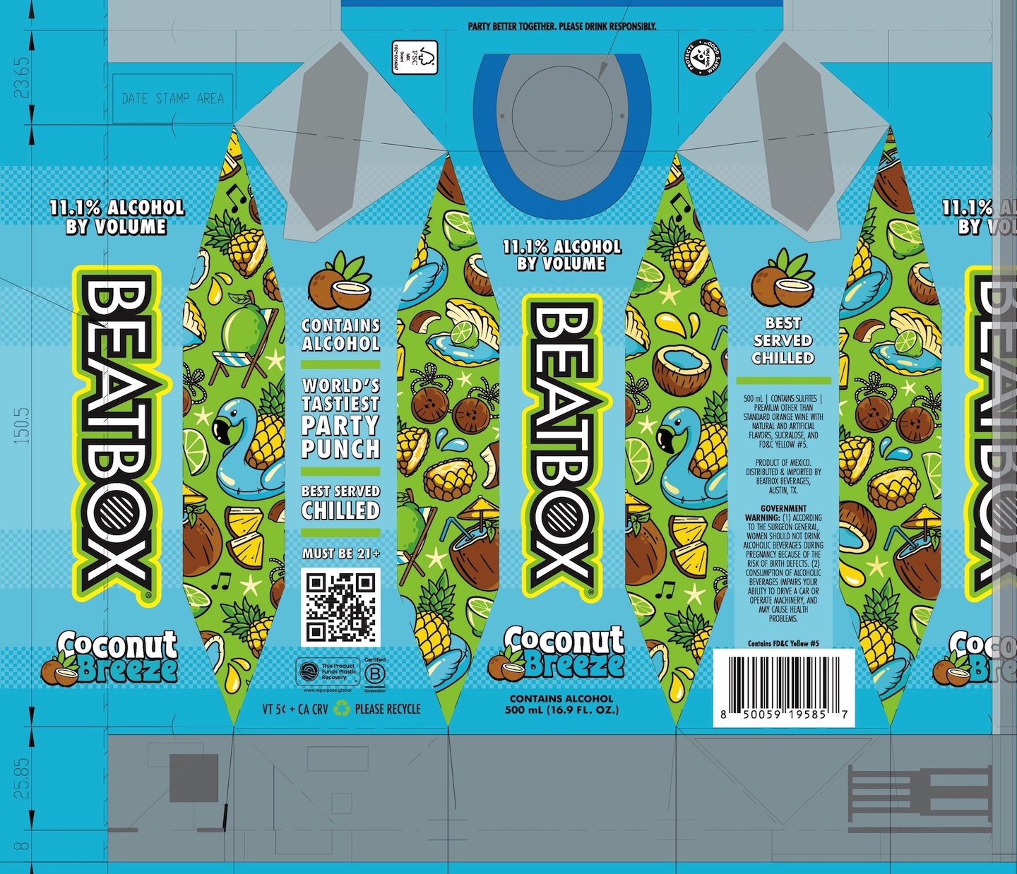 TABC label artwork for BeatBox Beverages Coconut Breeze