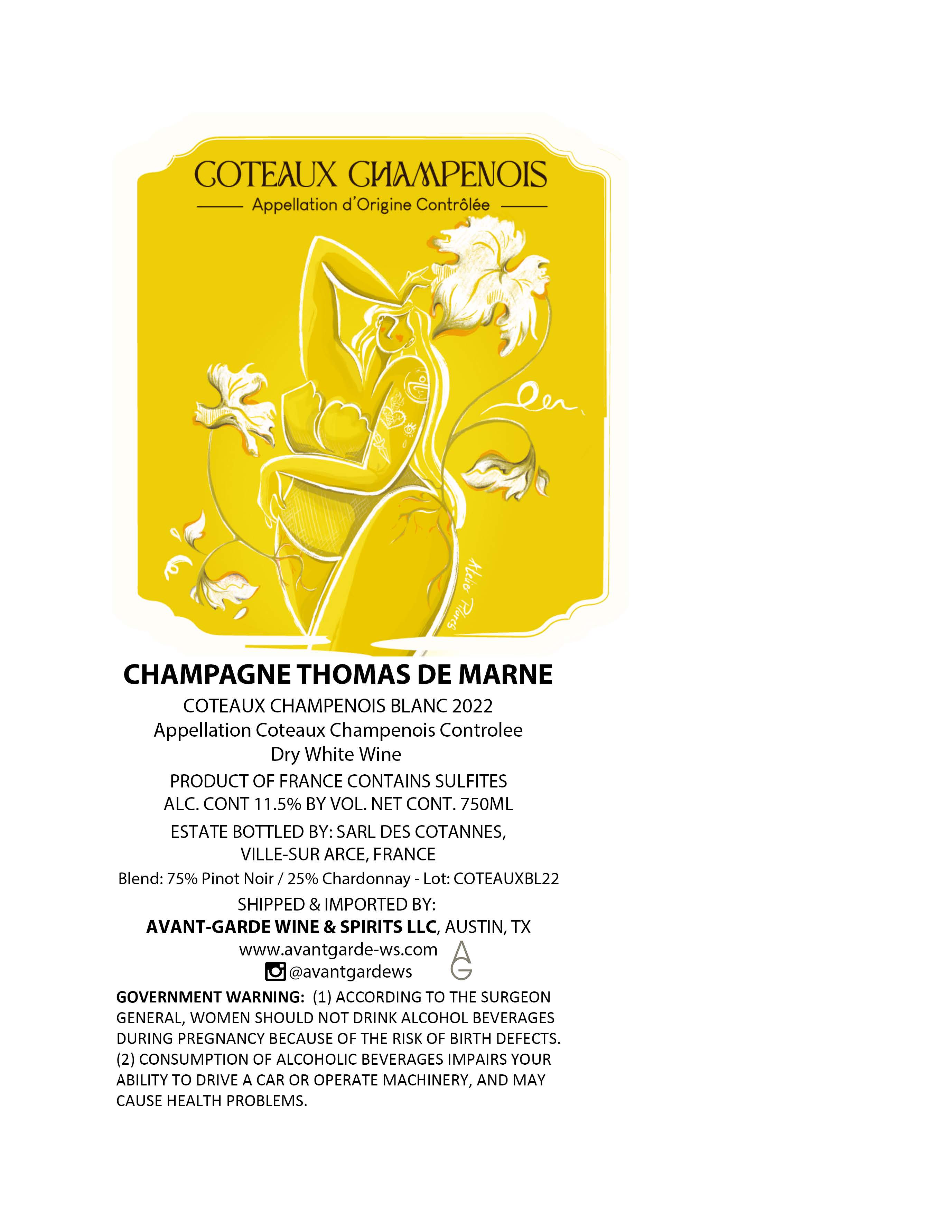TABC label artwork for Champagne Thomas de Marne Coteaux Champenois