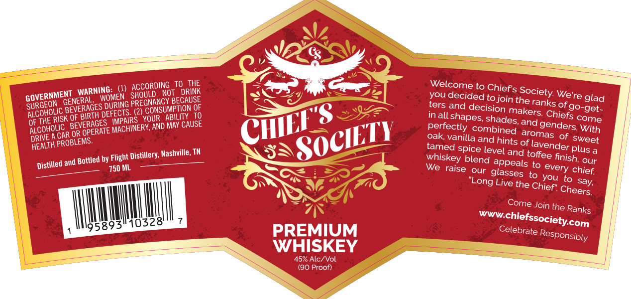 TABC label artwork for CHIEFS SOCIETY