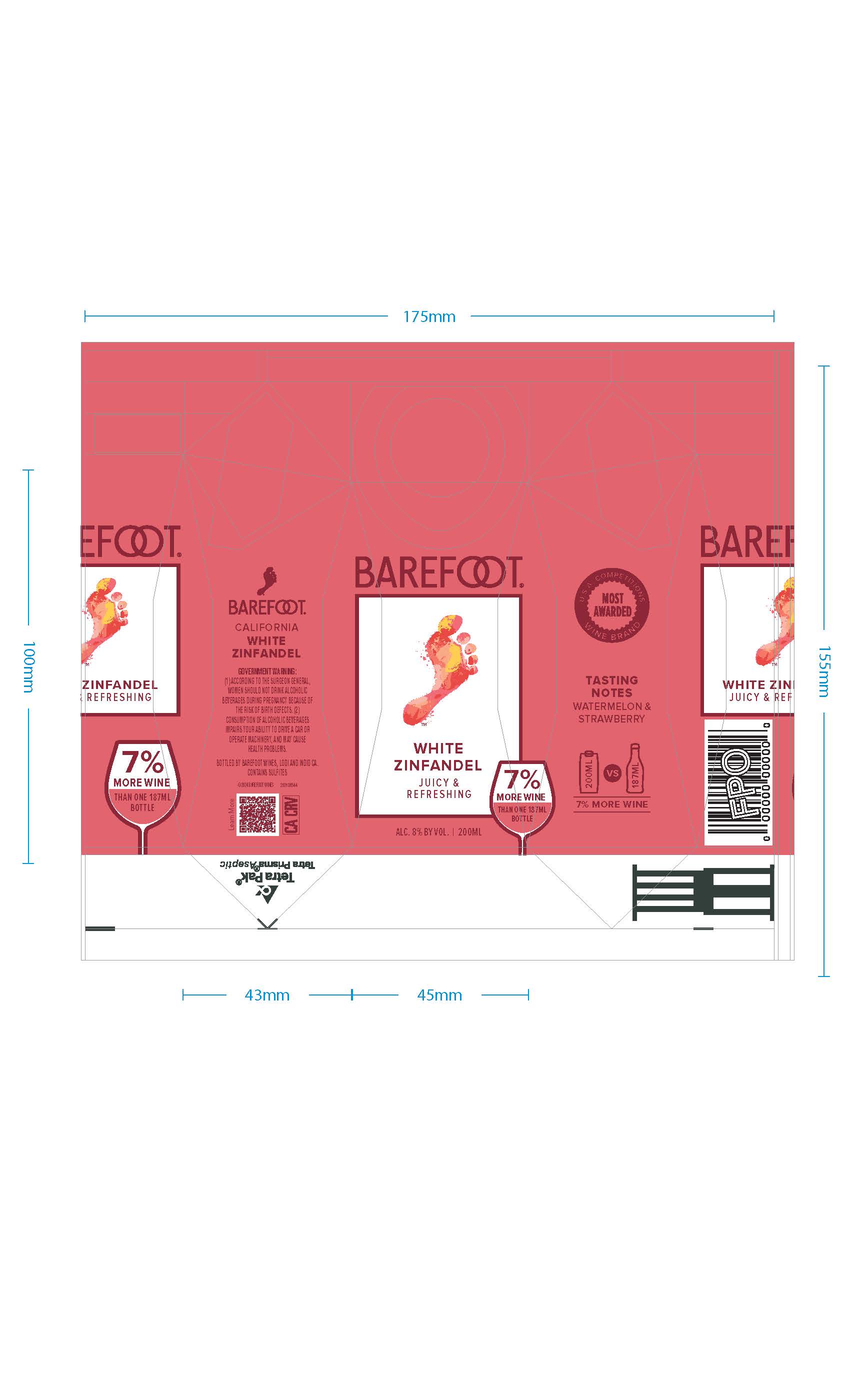 TABC label artwork for Barefoot White Zinfandel California