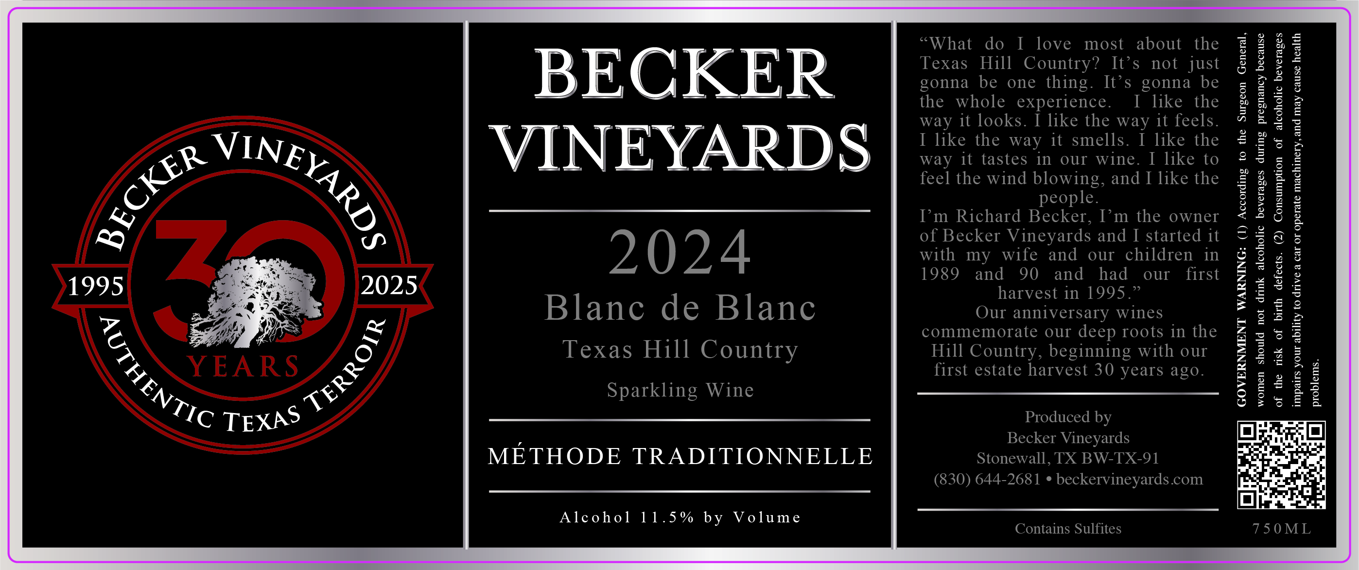 TABC label artwork for Becker Vineyards Blanc de Blanc