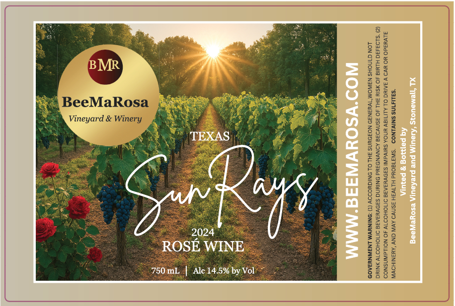 TABC label artwork for BEEMA ROSA SUN RAYS
