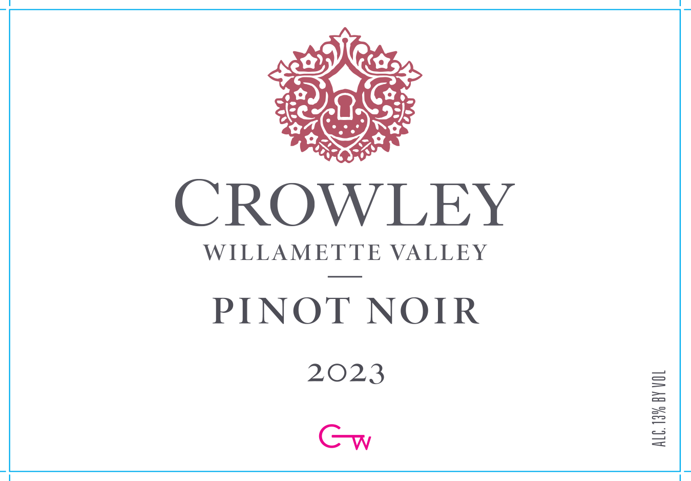 TABC label artwork for Crowley Willamette Valley Pinot Noir