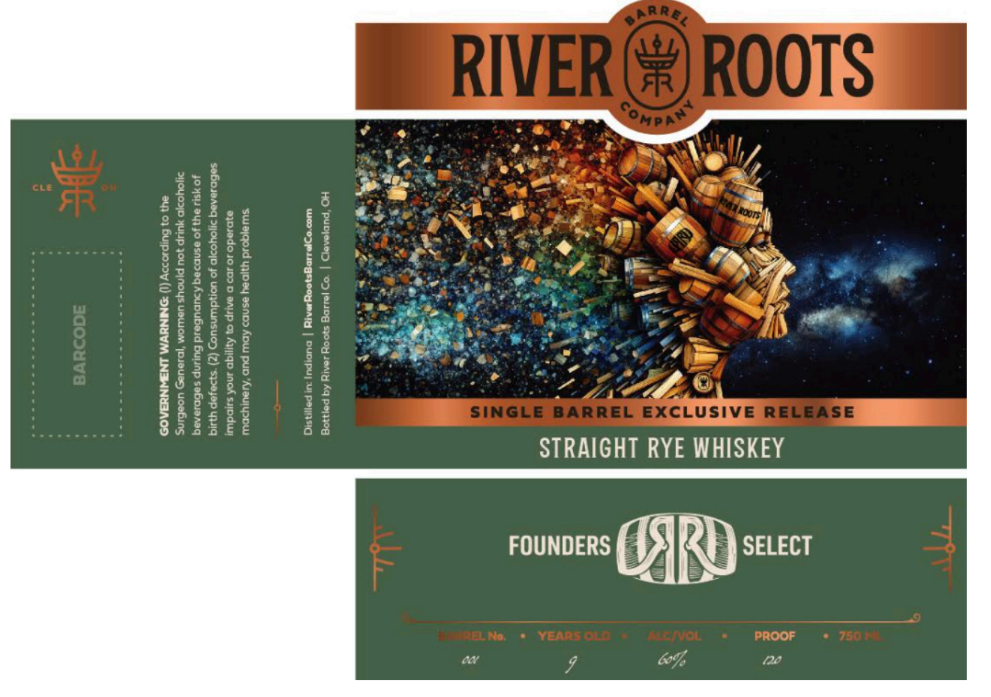 TABC label artwork for River Roots Rye