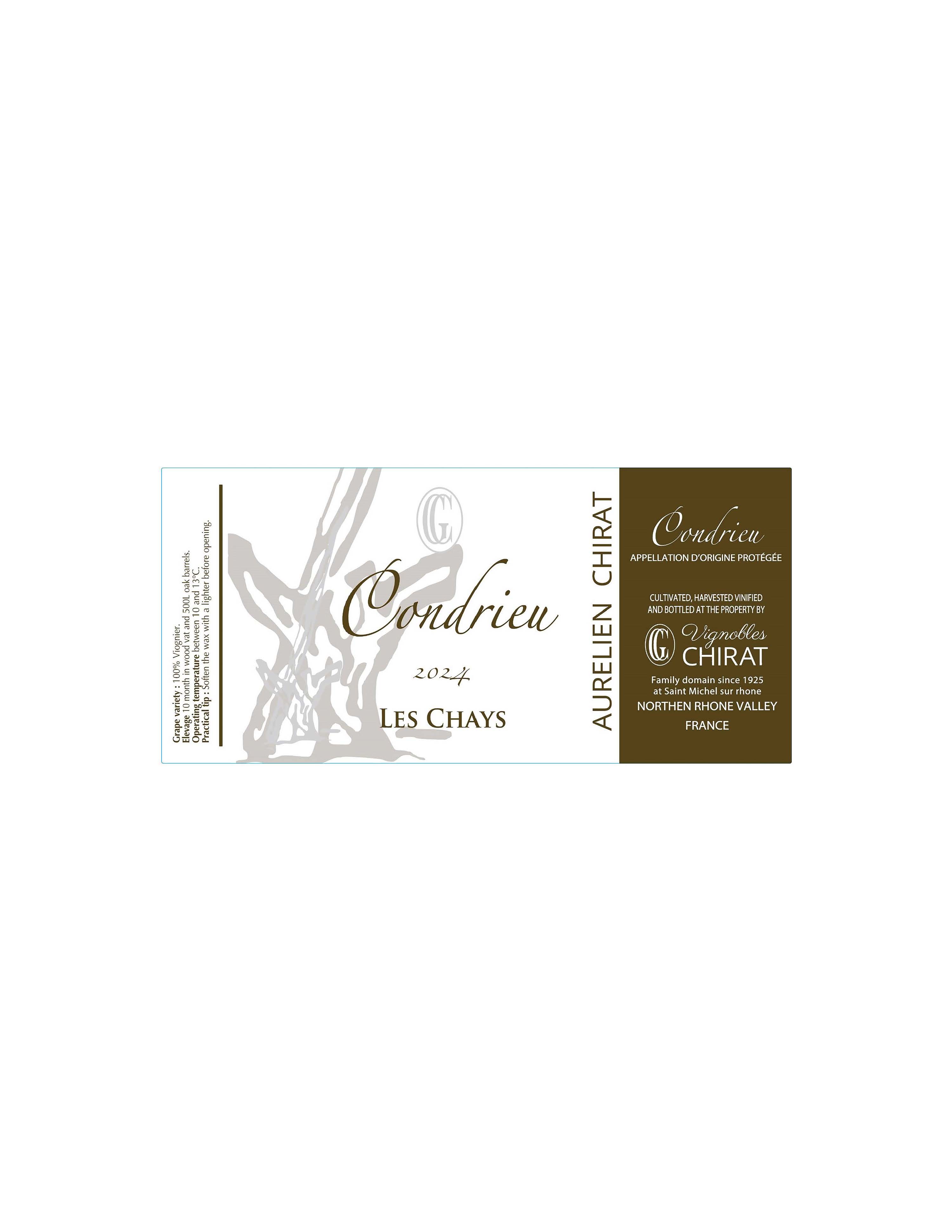 TABC label artwork for Domaine Chirat Condrieu Les Chays