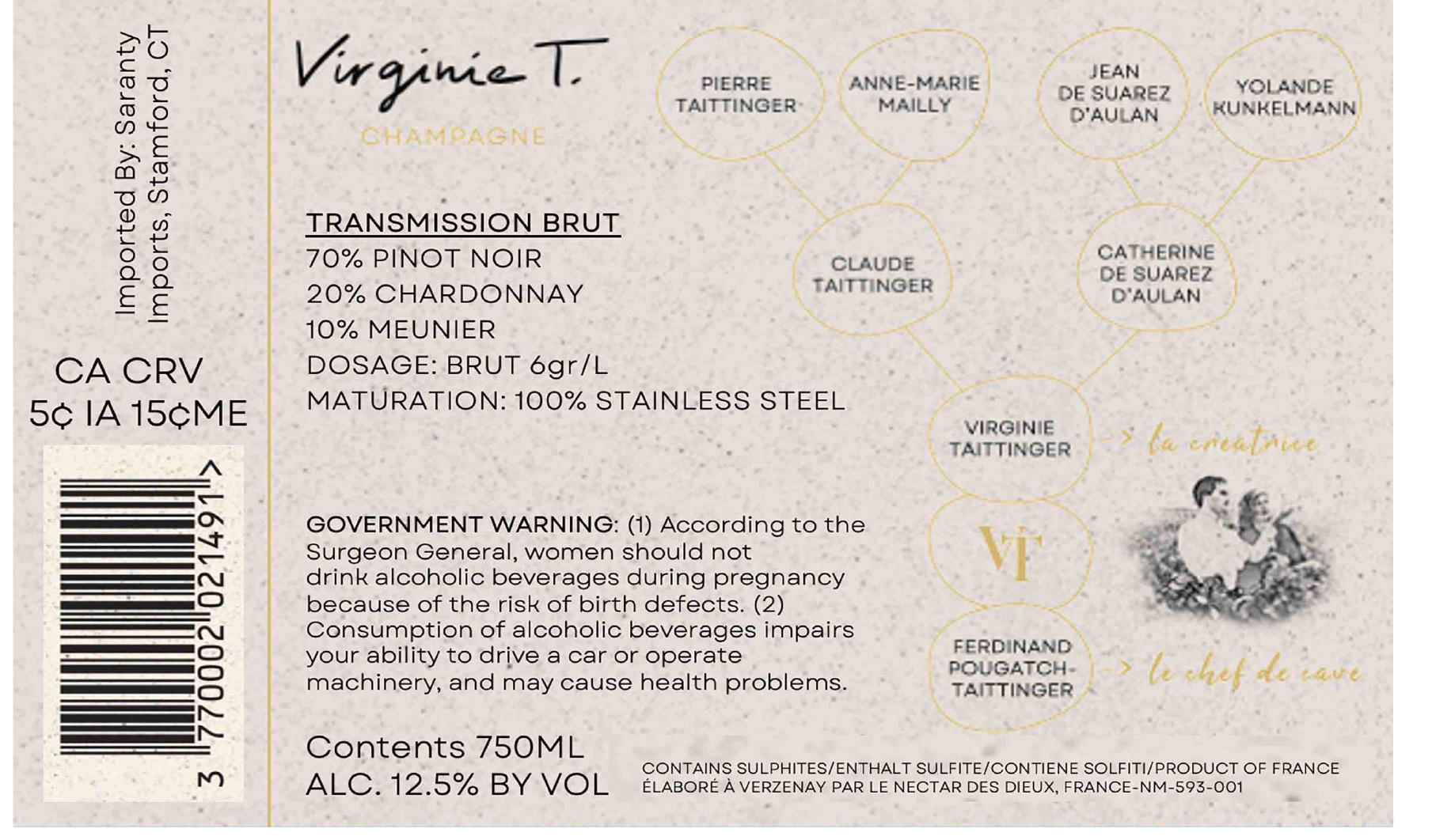 TABC label artwork for Virginie T Brut Champagne
