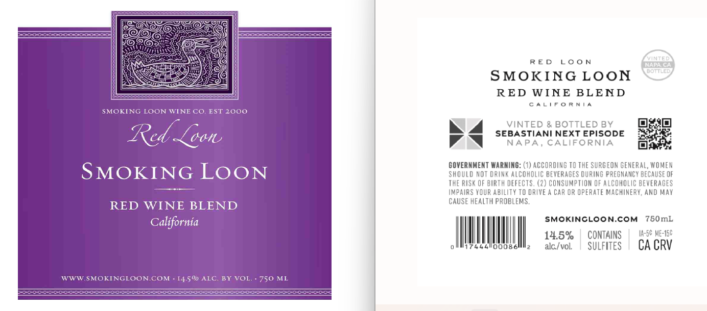 TABC label artwork for Smoking Loon Red Loon