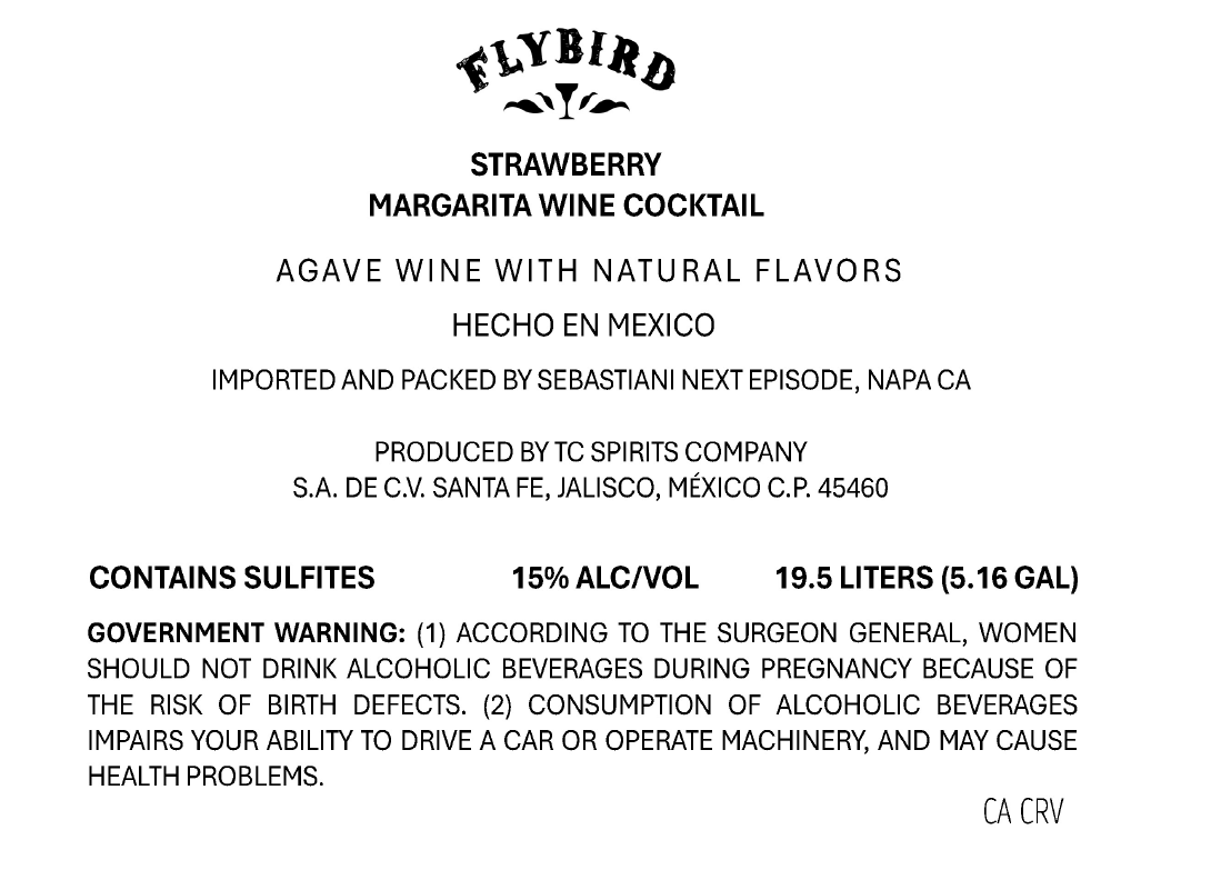 TABC label artwork for Flybird Strawberry Margarita