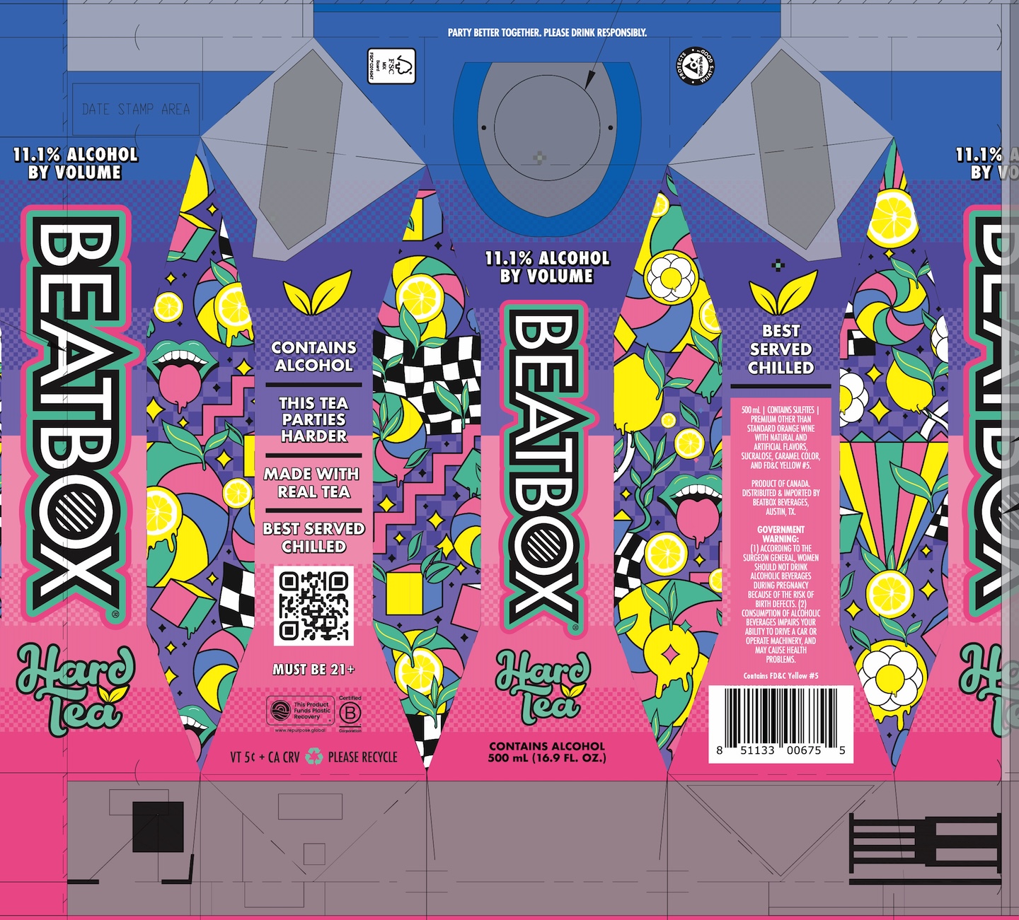TABC label artwork for BeatBox Beverages Hard Tea