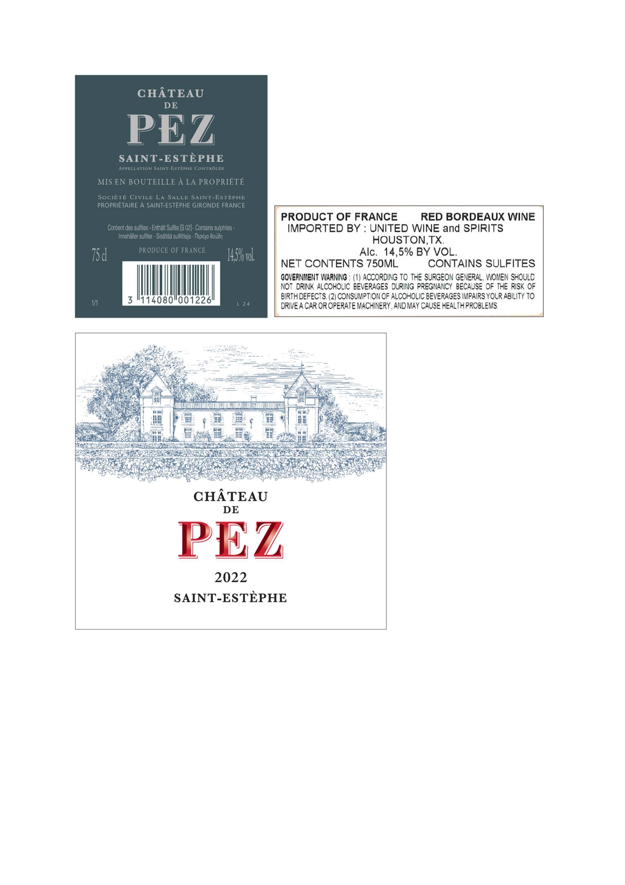 TABC label artwork for Chateau De Pez Red Bordeaux Saint-Estèphe